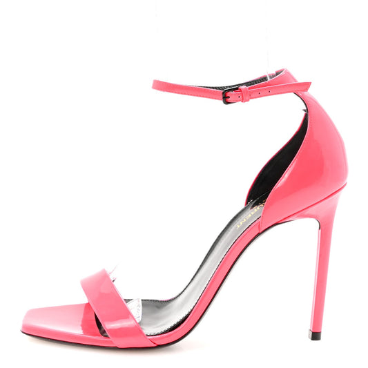 Patent Calfskin Amber 105 Ankle Strap Sandals 39.5 Fuchsia Fluo