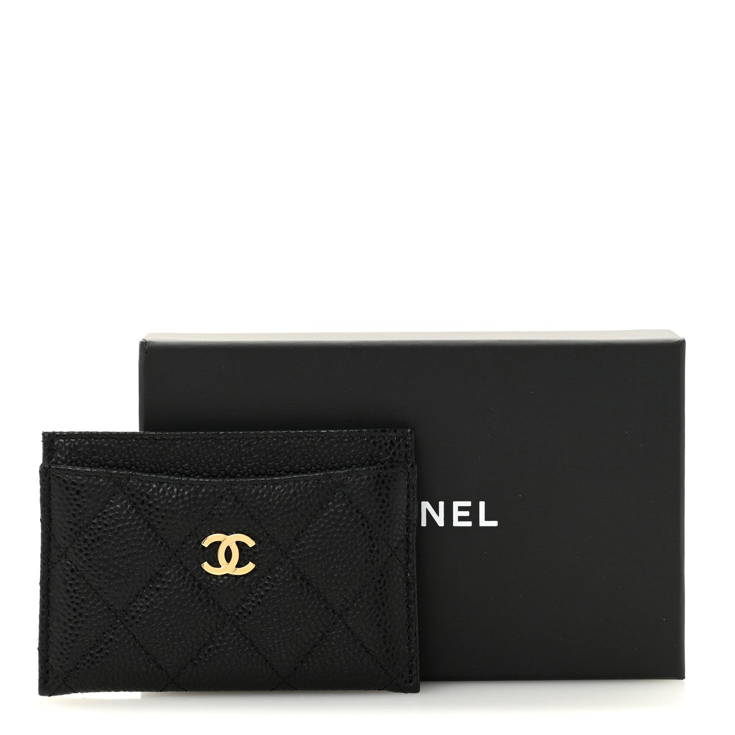 Caviar Quilted Card Holder Black