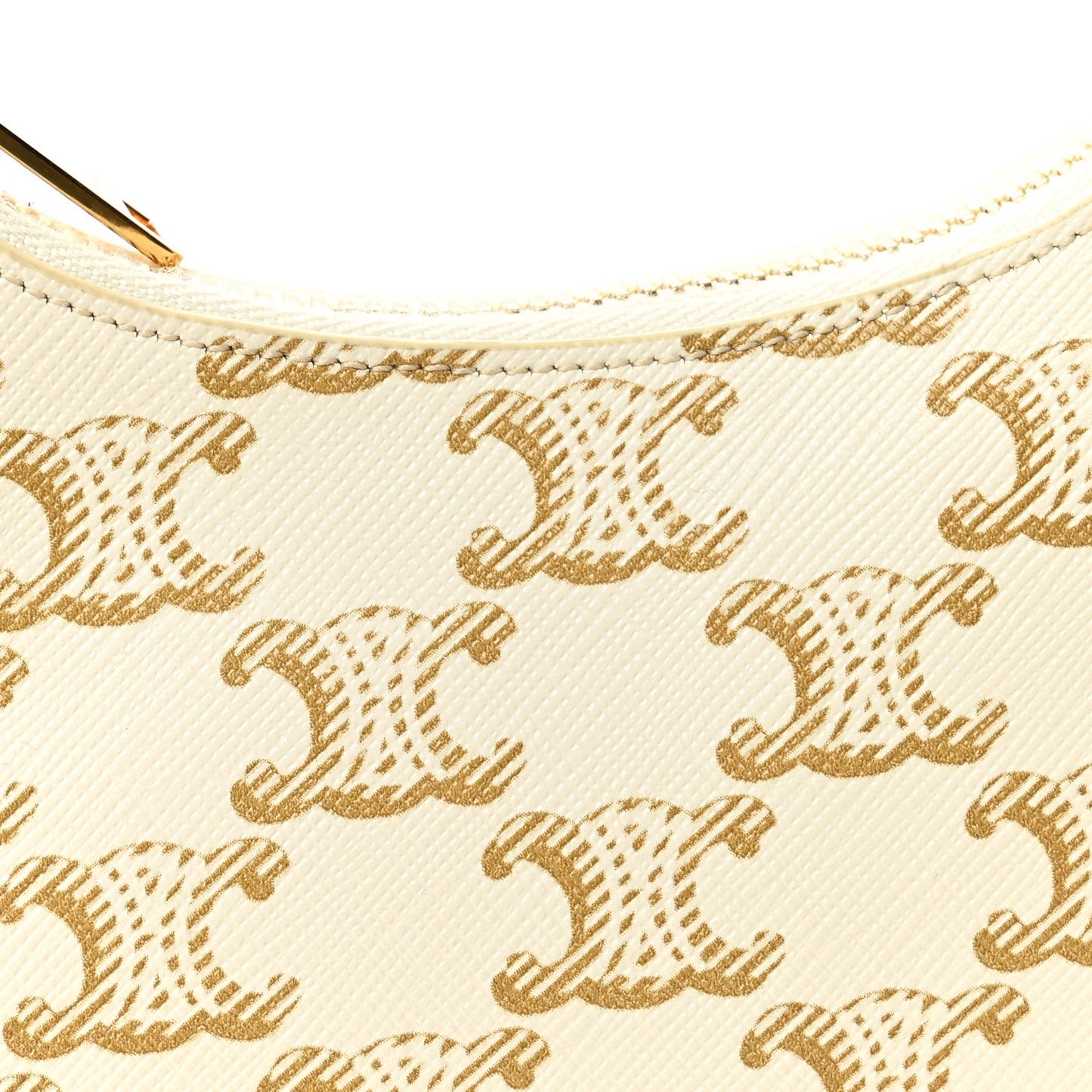 Canvas Calfskin Mini Ava Triomphe Shoulder Bag White