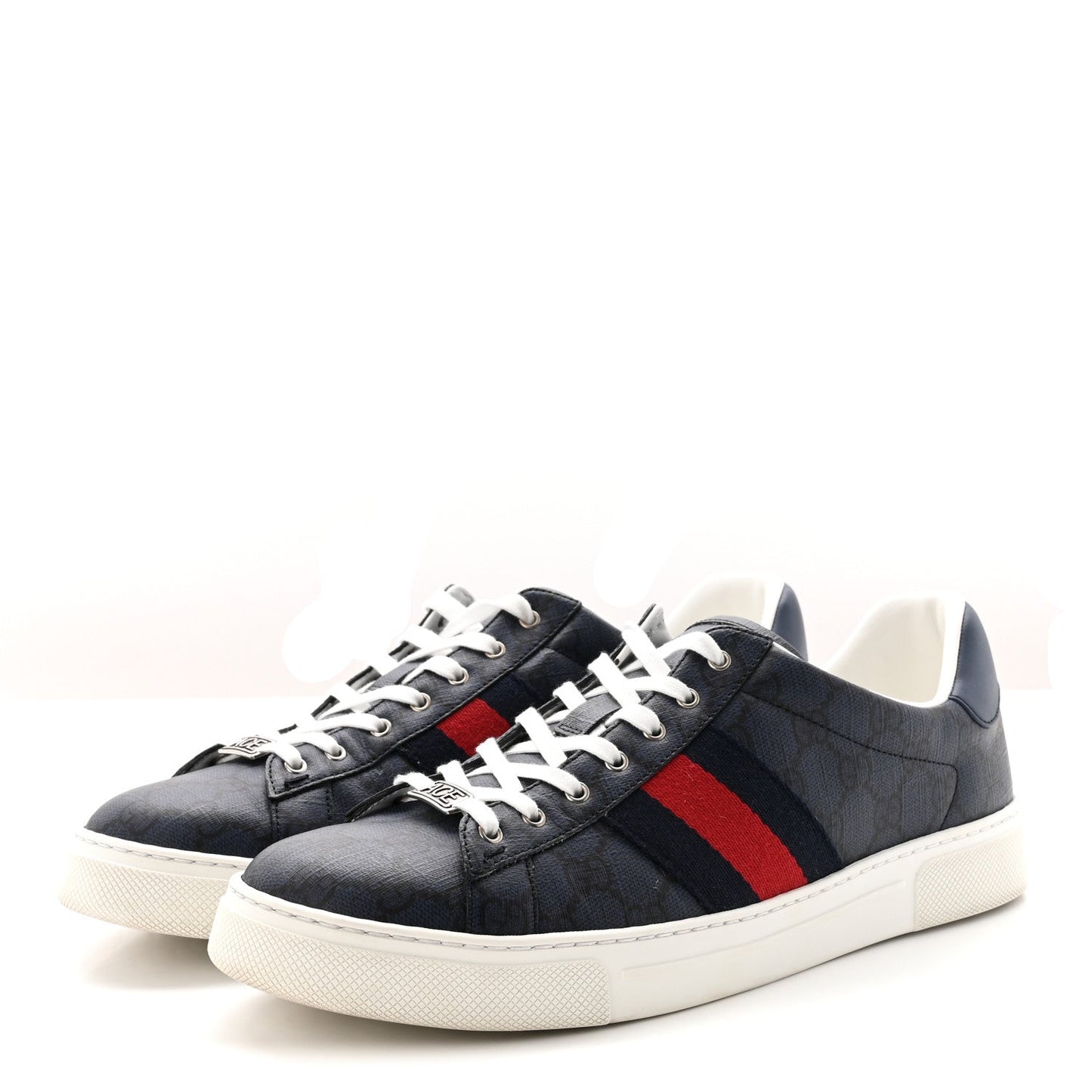 GG Supreme Monogram Web Mens New Ace Sneakers 10 Dark Blue