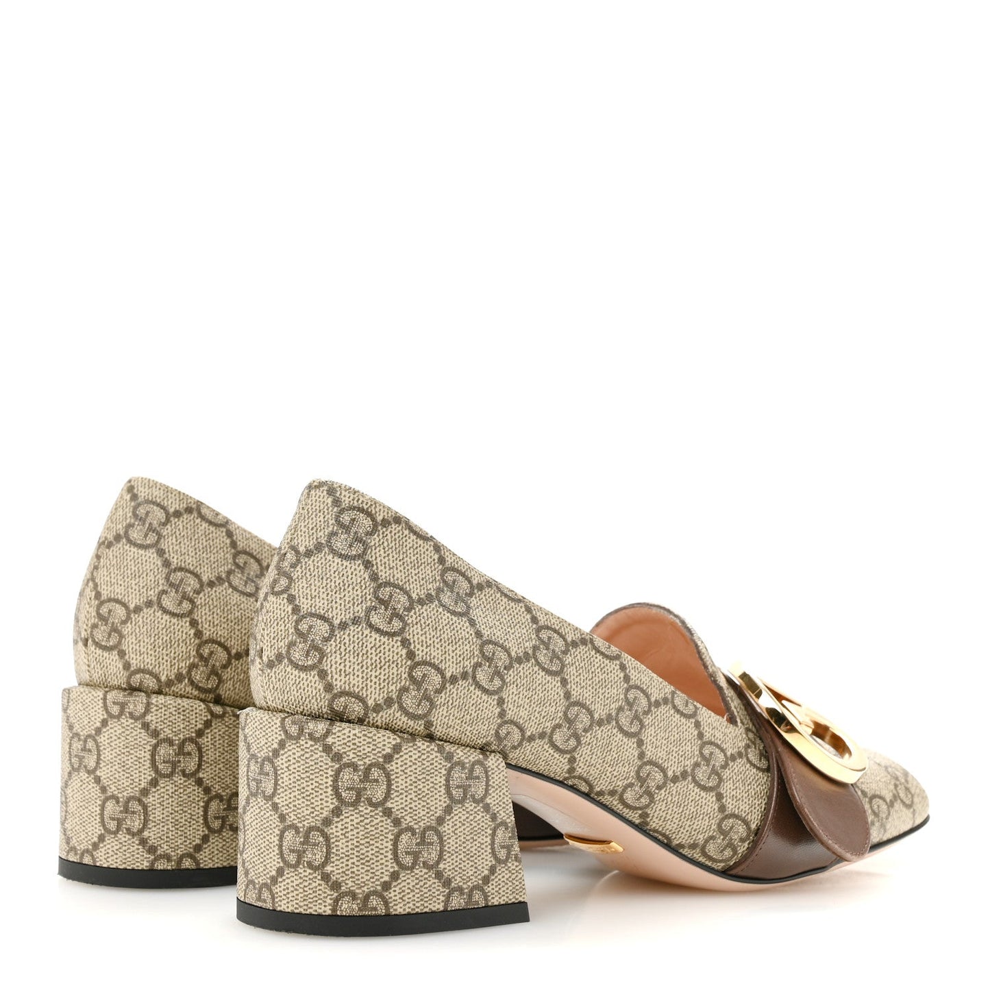 GG Supreme Monogram Malaga Kid Blondie Pumps 37.5 Beige Ebony New Acero