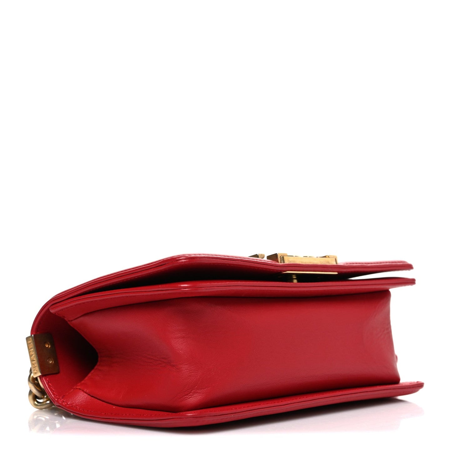 Lambskin Quilted Small Boy Flap Red