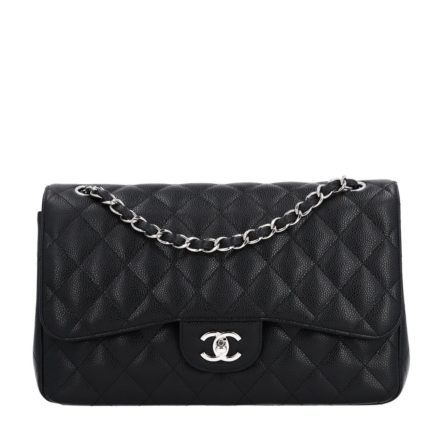 Caviar Quilted Jumbo Double Flap Black