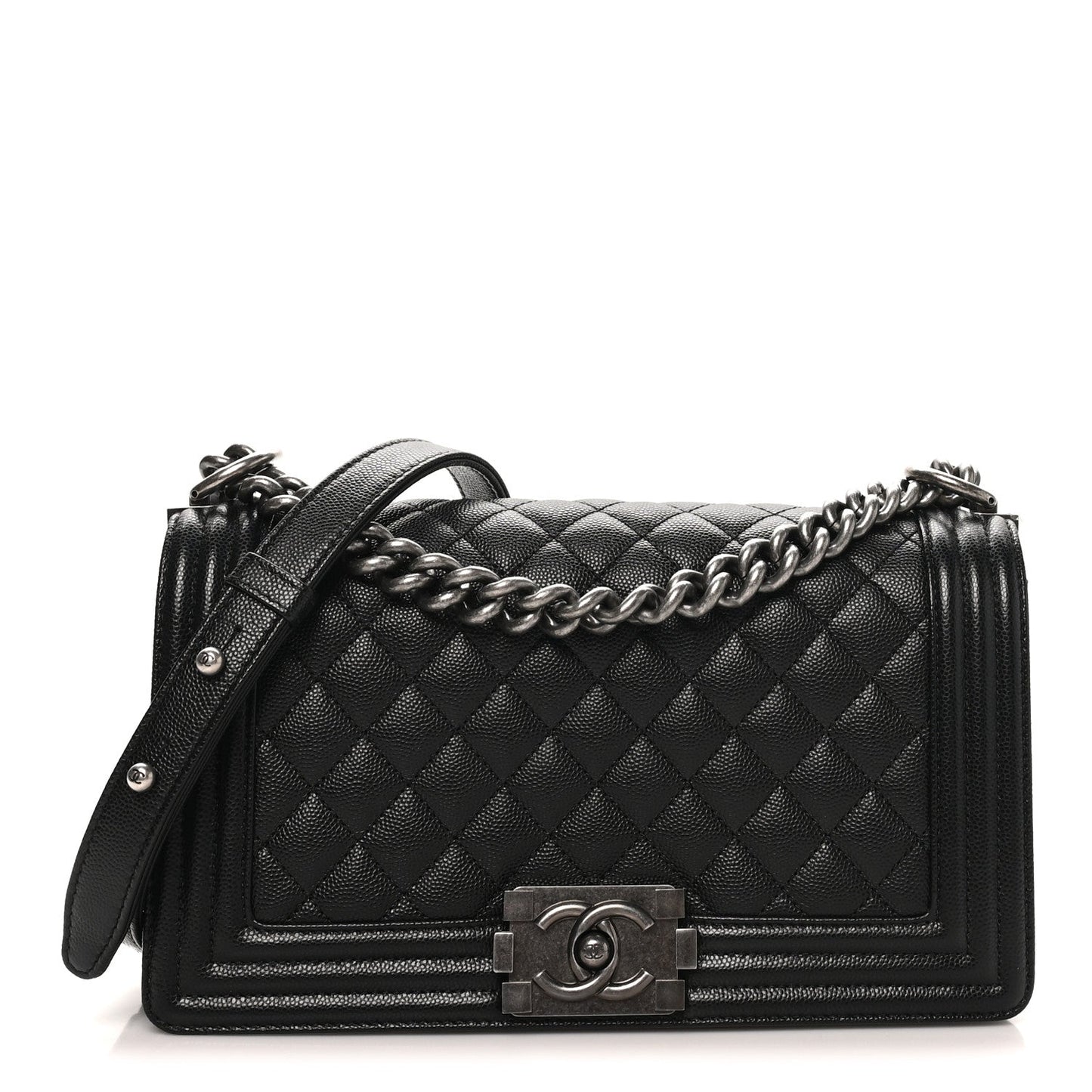 Caviar Quilted Medium Boy Flap Black