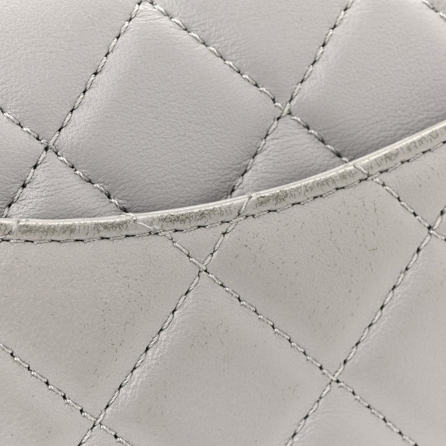 Lambskin Quilted Mini Rectangular Pearl Crush Flap Grey