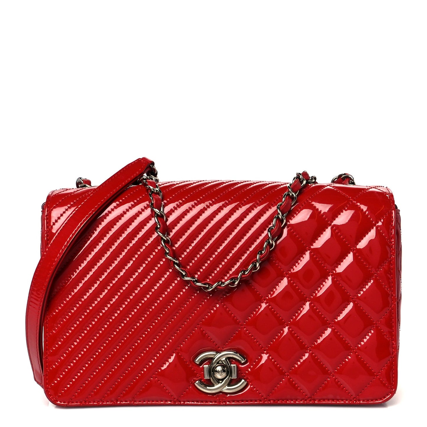 Patent Quilted Medium Coco Boy Flap Red
