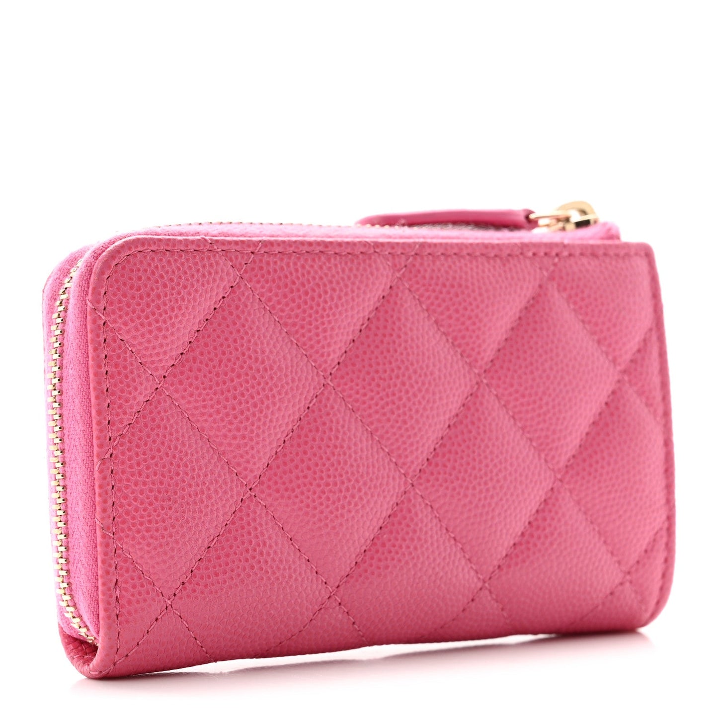 Caviar Quilted Zipped Key Holder Case Pink