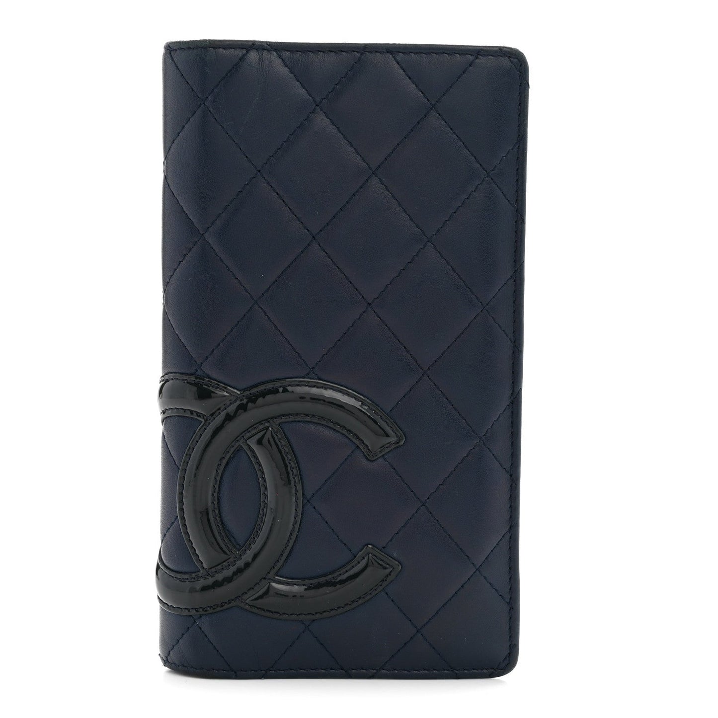 Calfskin Quilted Cambon Yen Wallet Blue