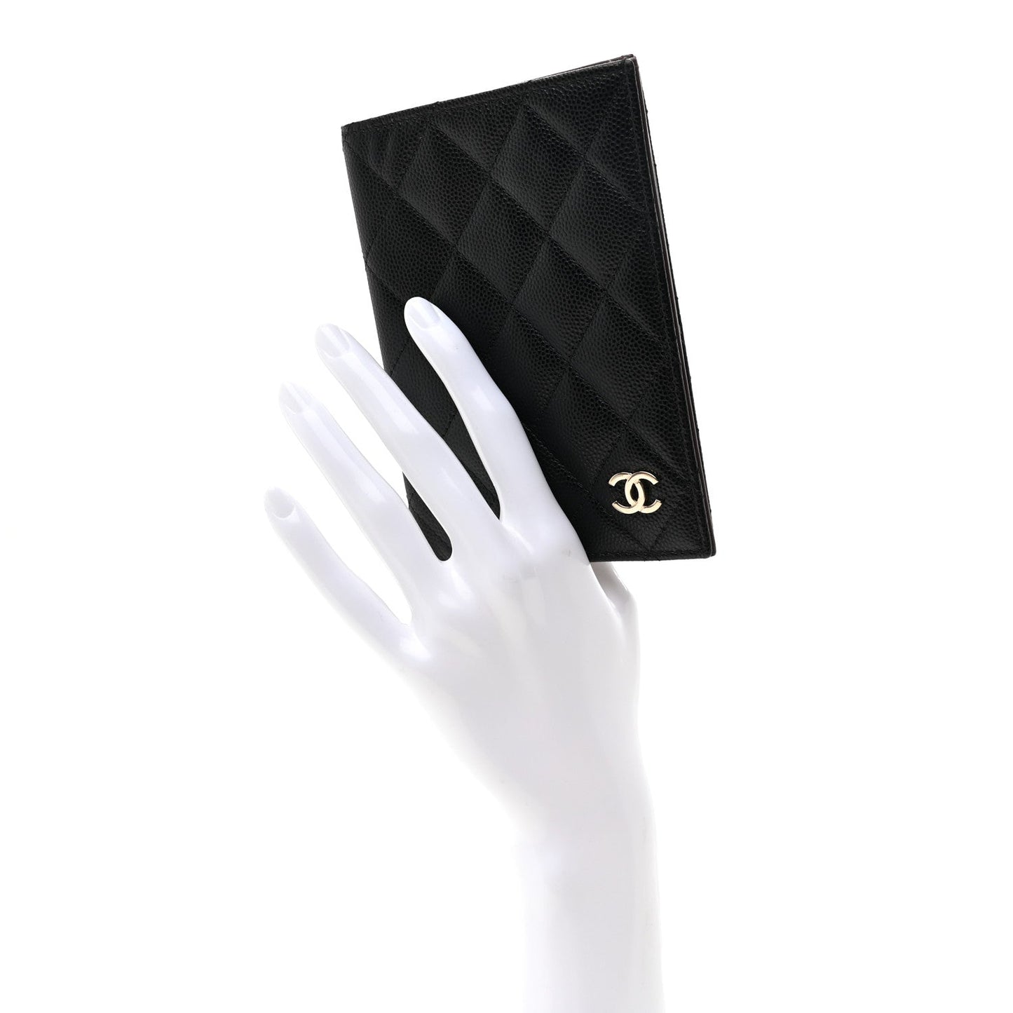 Caviar Quilted Passport Holder Black