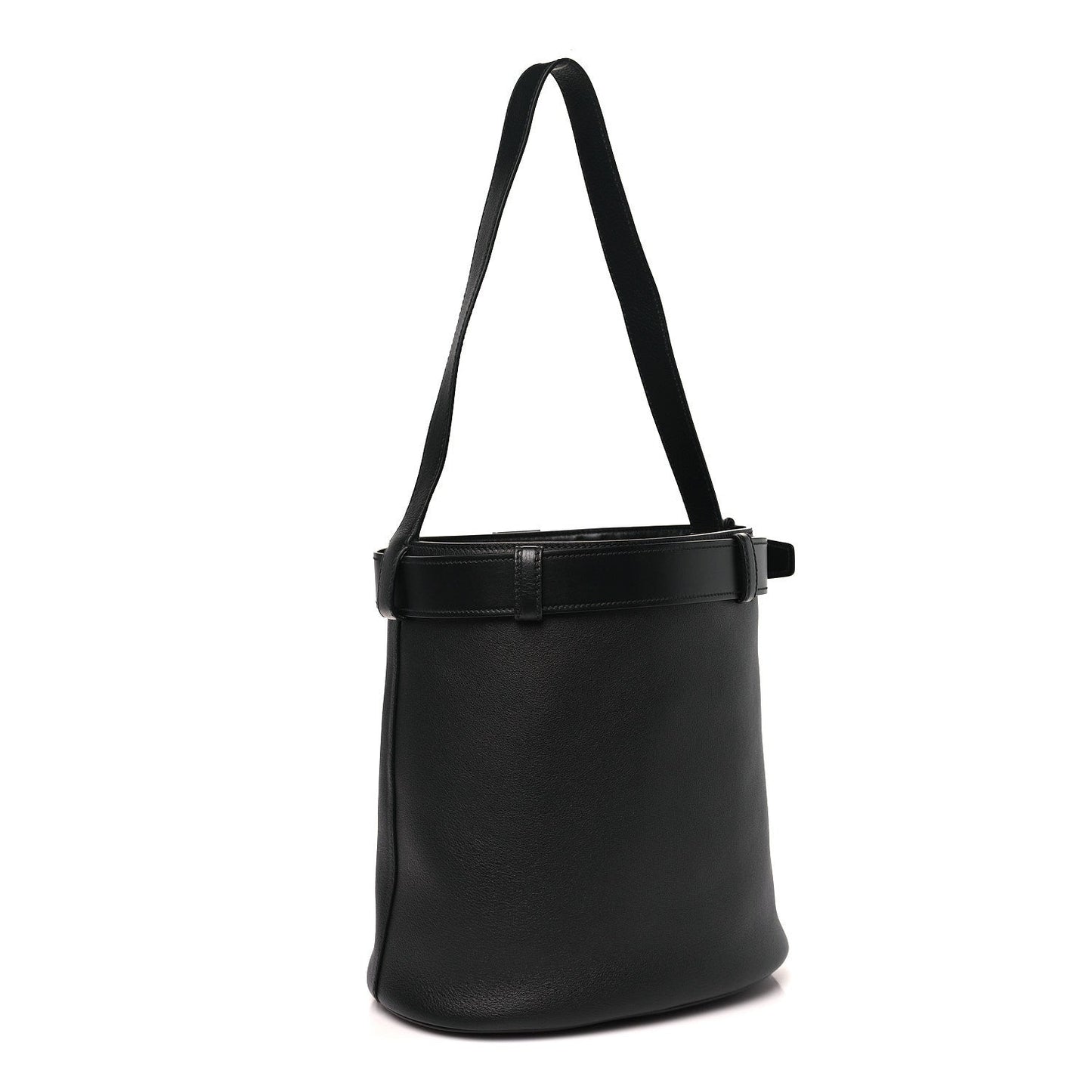 Soft Grained Vitello Daino Secchiello Bucket Bag Black