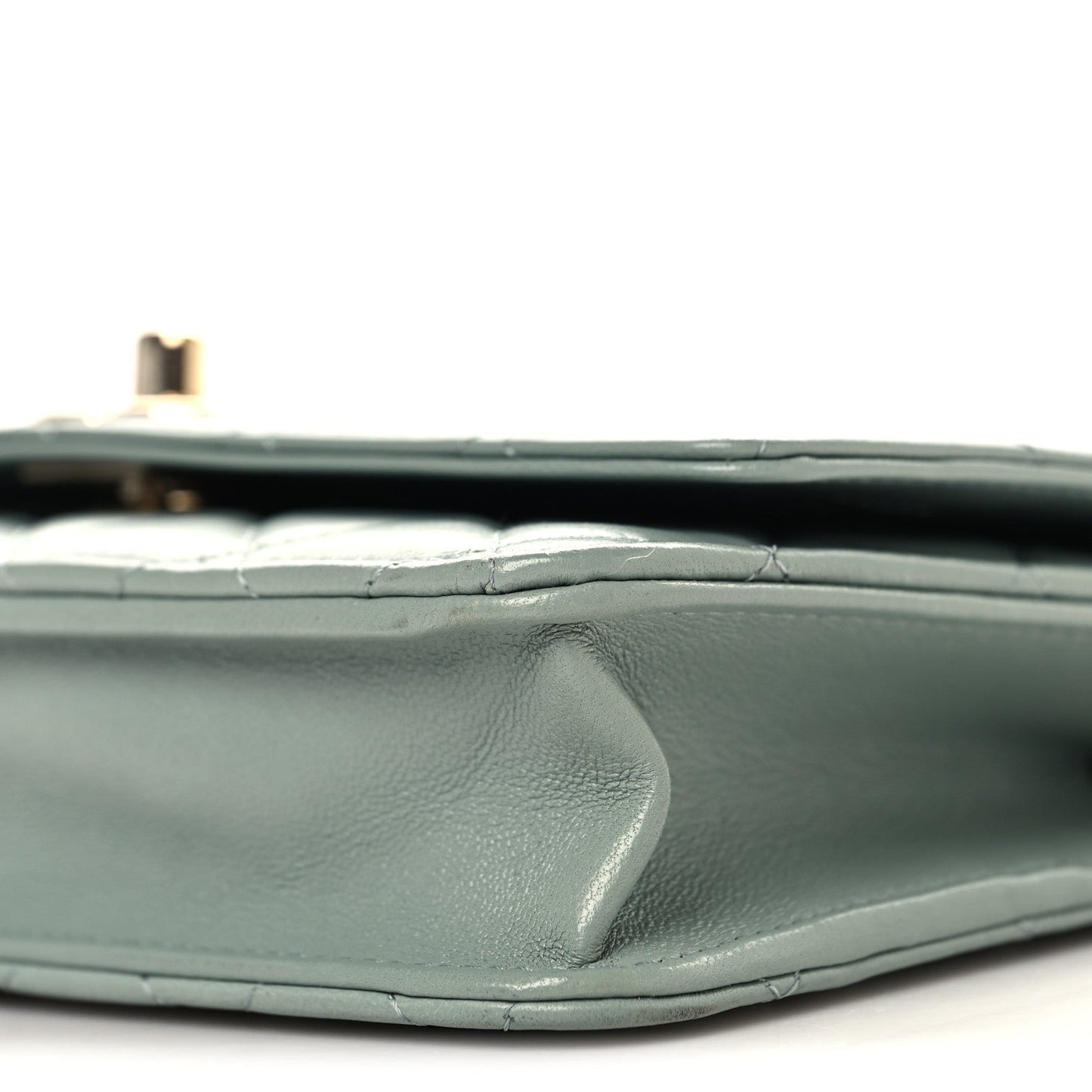 Lambskin Quilted Trendy CC Wallet On Chain WOC Light Blue