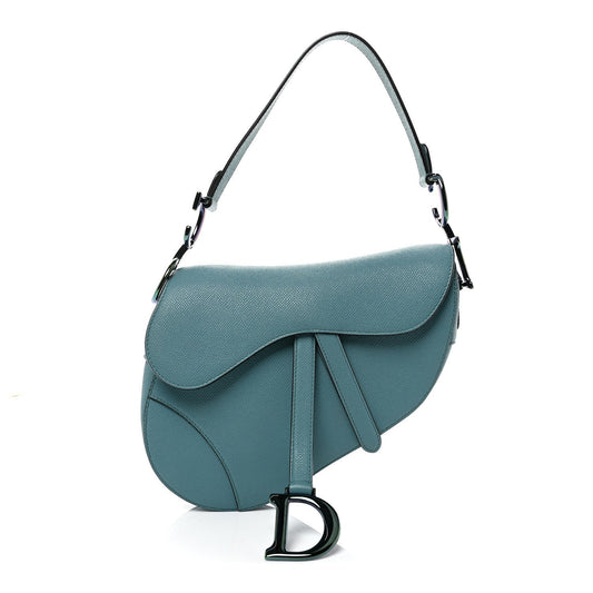 Grained Calfskin Saddle Bag Azure Blue