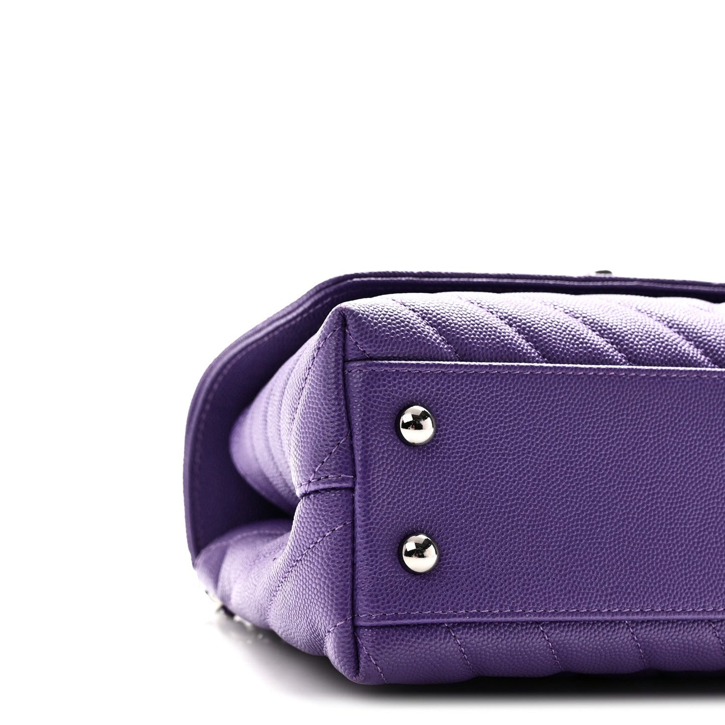 Caviar Chevron Quilted Mini Coco Handle Flap Purple