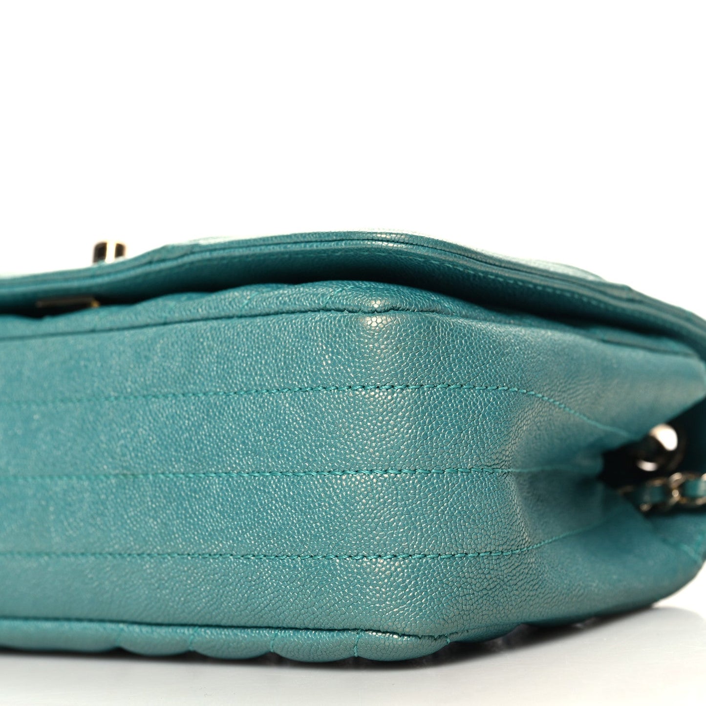 Caviar Chevron Quilted Small Statement Flap Turqouise