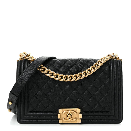 Caviar Quilted Medium Boy Flap Black