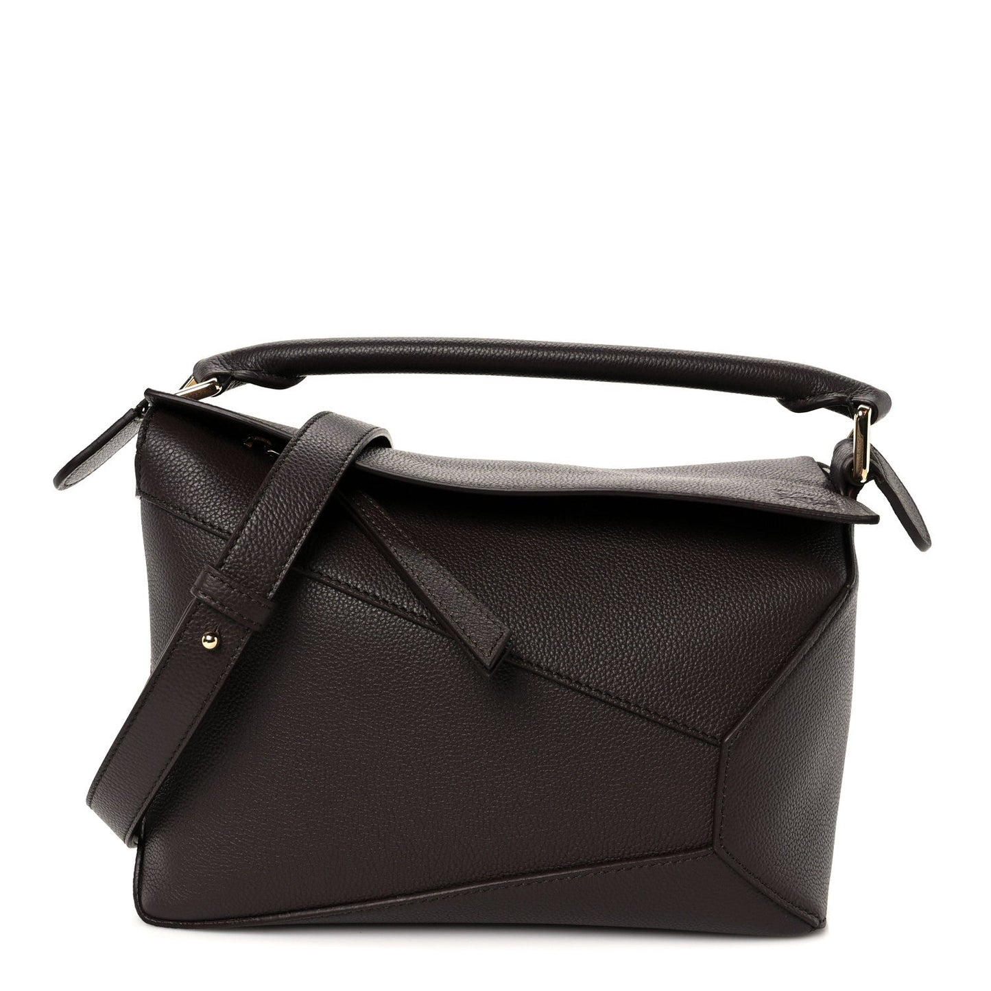Soft Grained Calfskin Small Puzzle Edge Bag Dark Chestnut