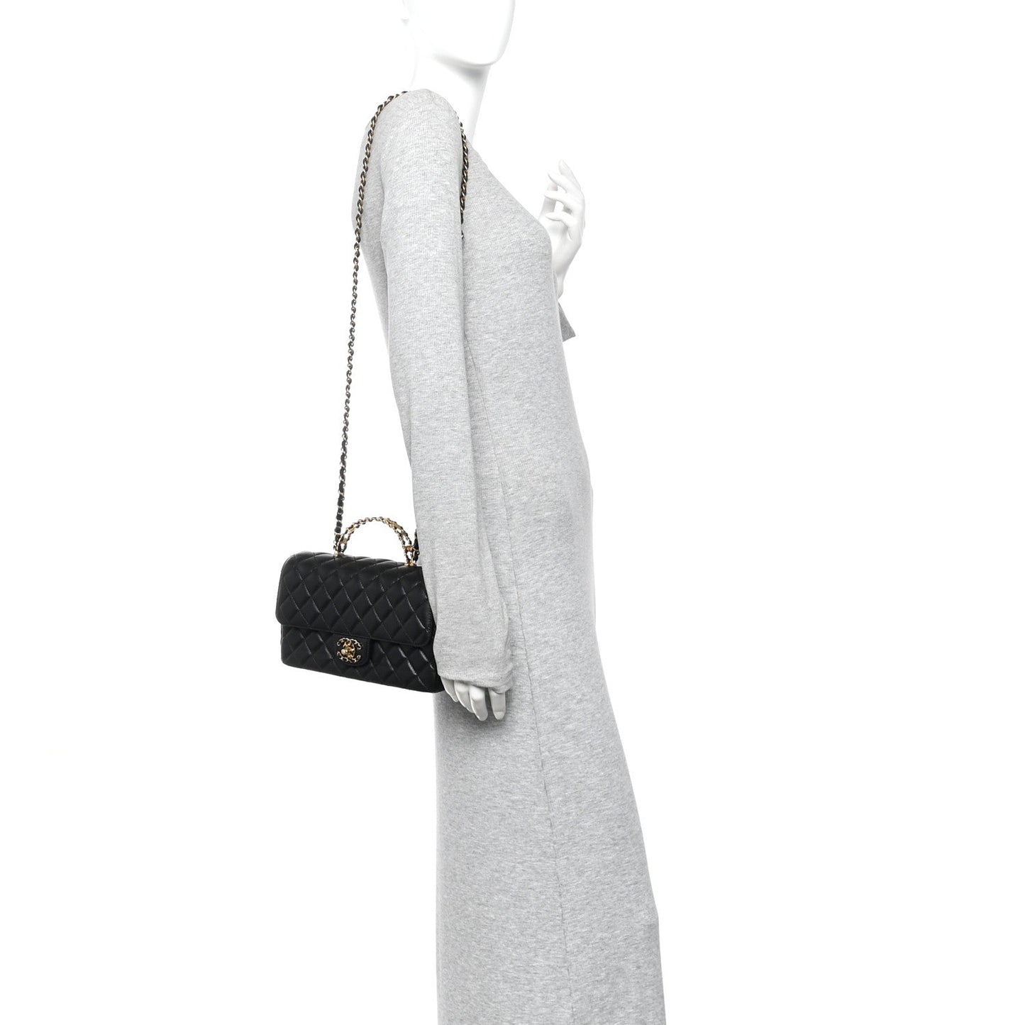 Lambskin Quilted Small Strass On Top Flap Bag Black