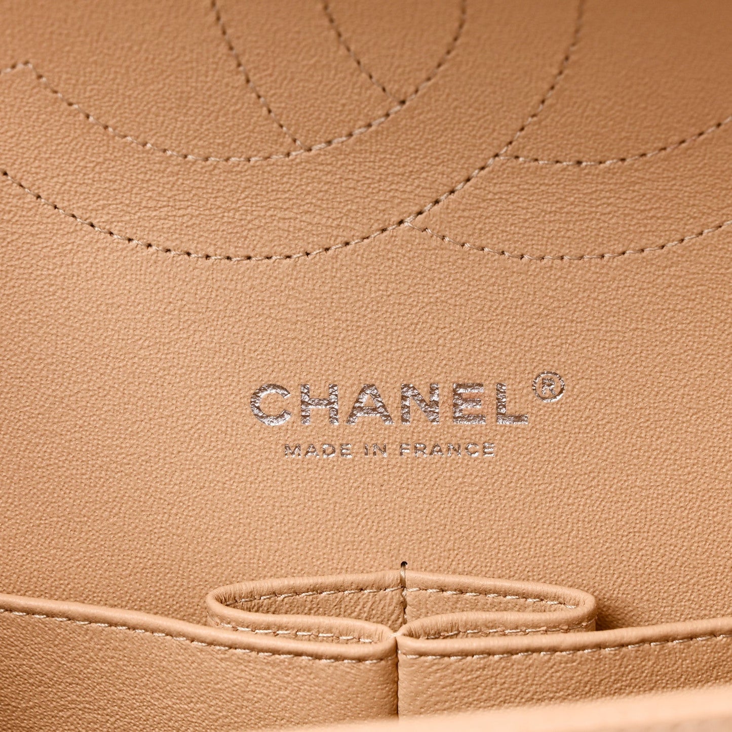 Caviar Quilted Jumbo Double Flap Beige