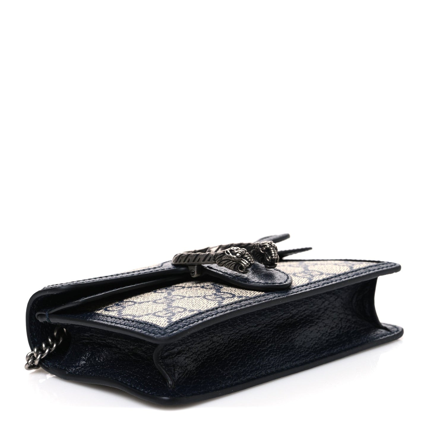 GG Supreme Monogram Textured Dollar Calfskin Super Mini Dionysus Shoulder Bag Beige Blue