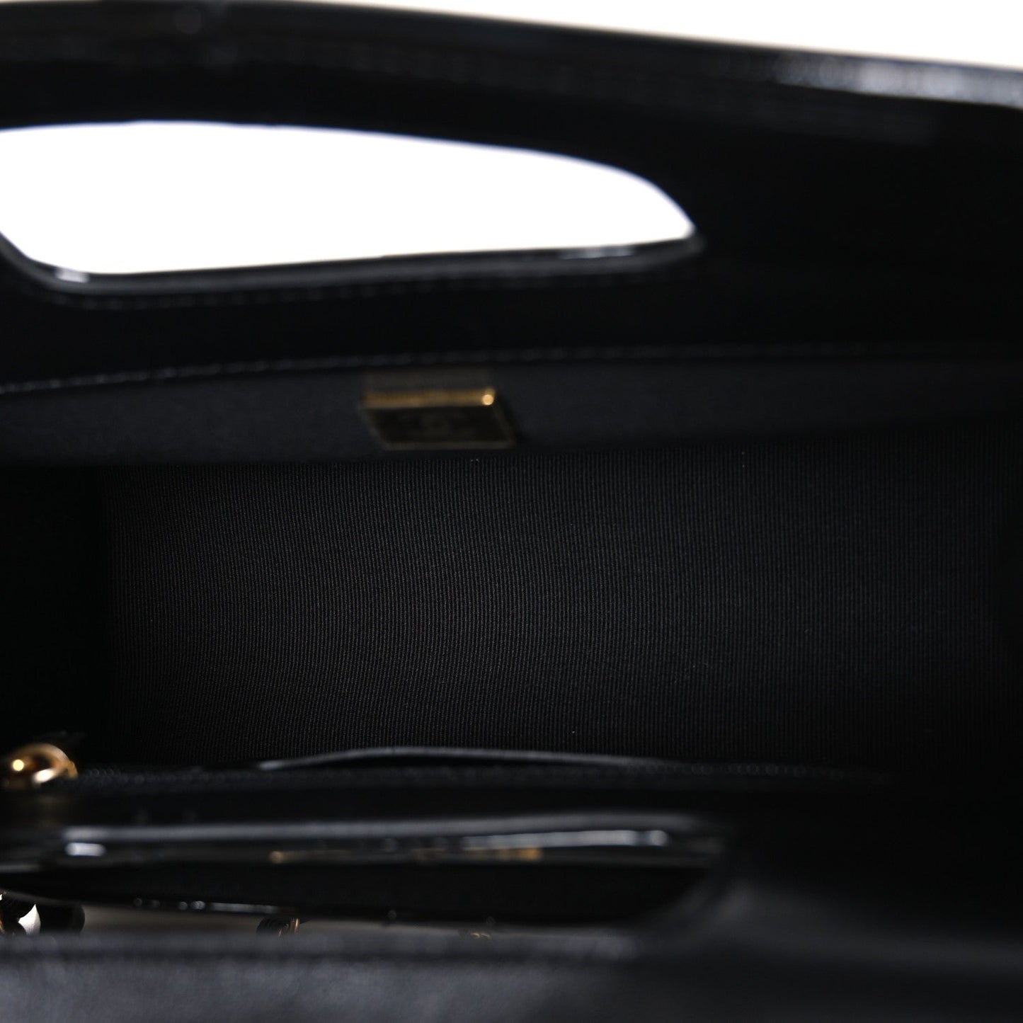 Patent Quilted Mini Graphic Catch Flap Black