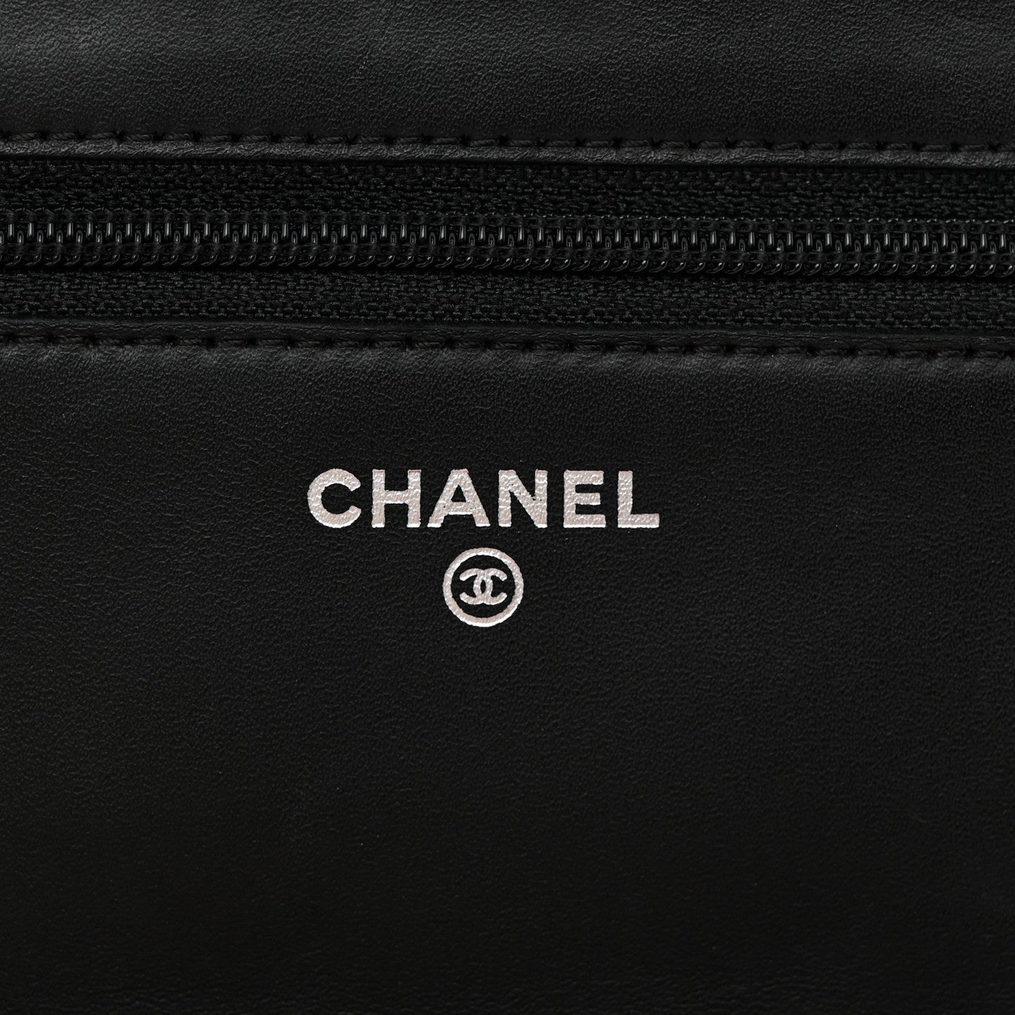 Calfskin Quilted Cambon Wallet on Chain WOC Black