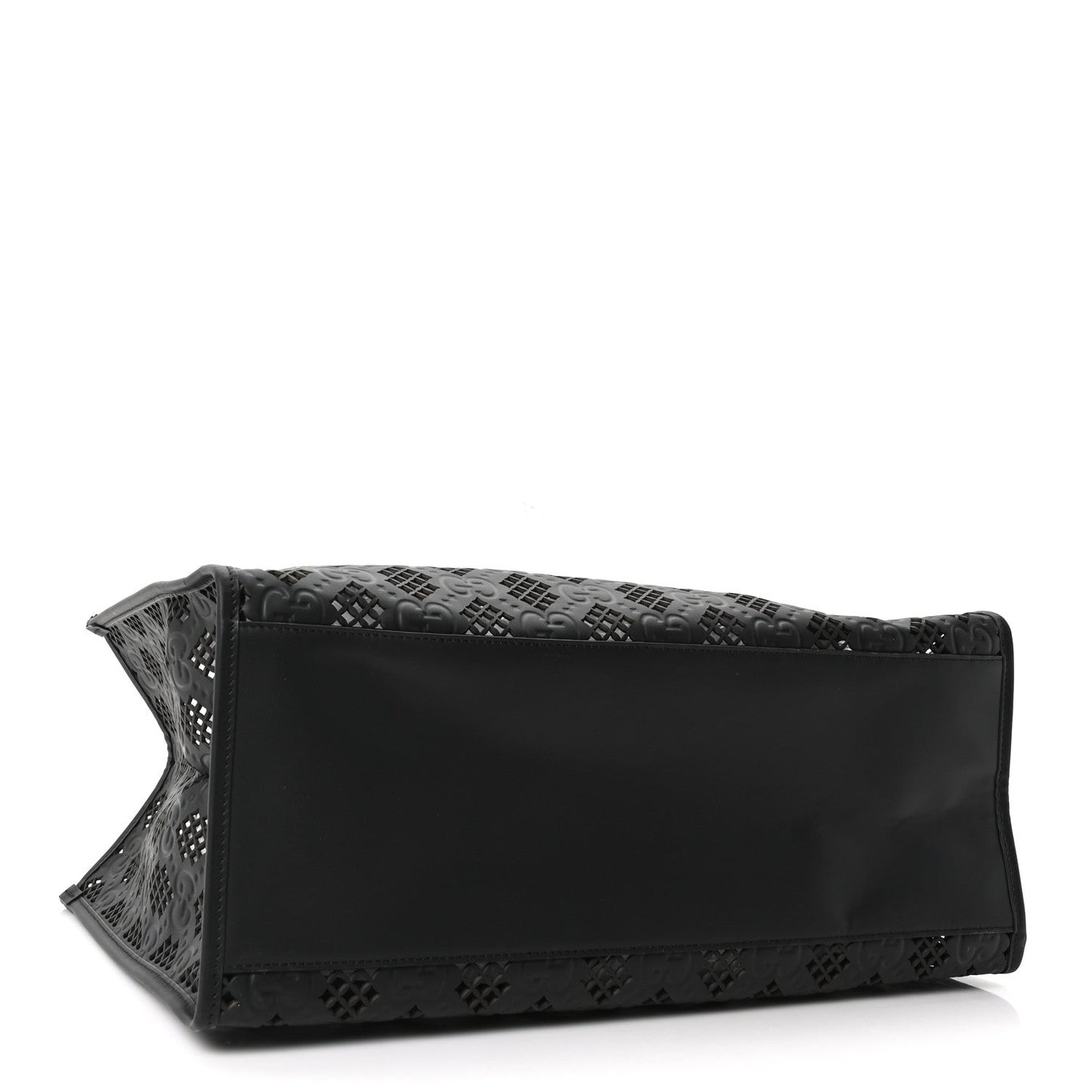 Calfskin GG Monogram Diamond Cut Medium Ophidia Tote Bag Black