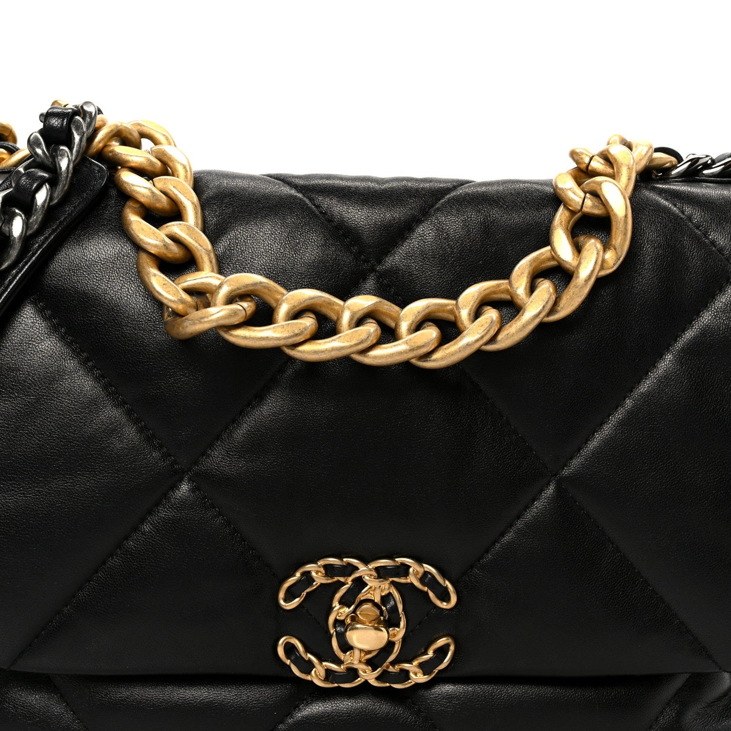Goatskin Quilted Large Chanel 19 Flap Black