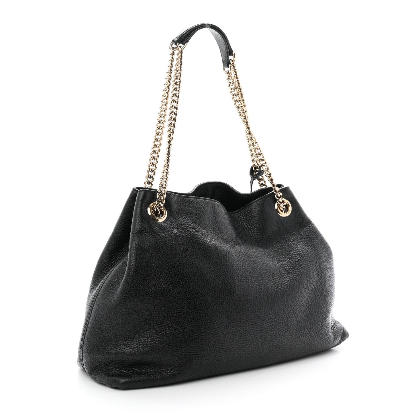 Pebbled Calfskin Medium Soho Chain Shoulder Bag Black