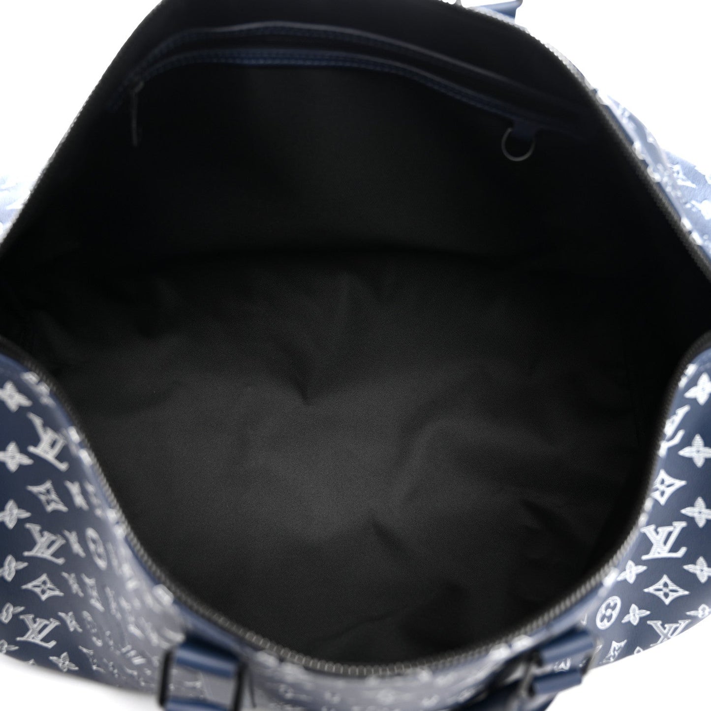 Calfskin Shadow Monogram Keepall Bandouliere 50 Ink Blue White