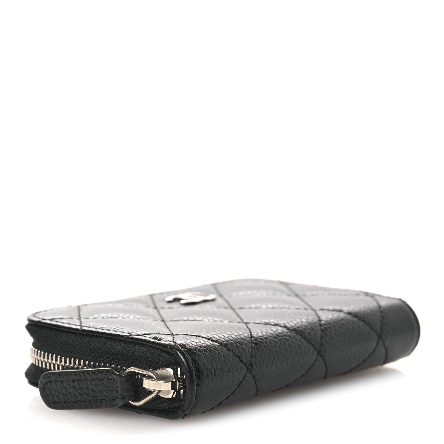 Caviar Quilted Zip Coin Purse Black