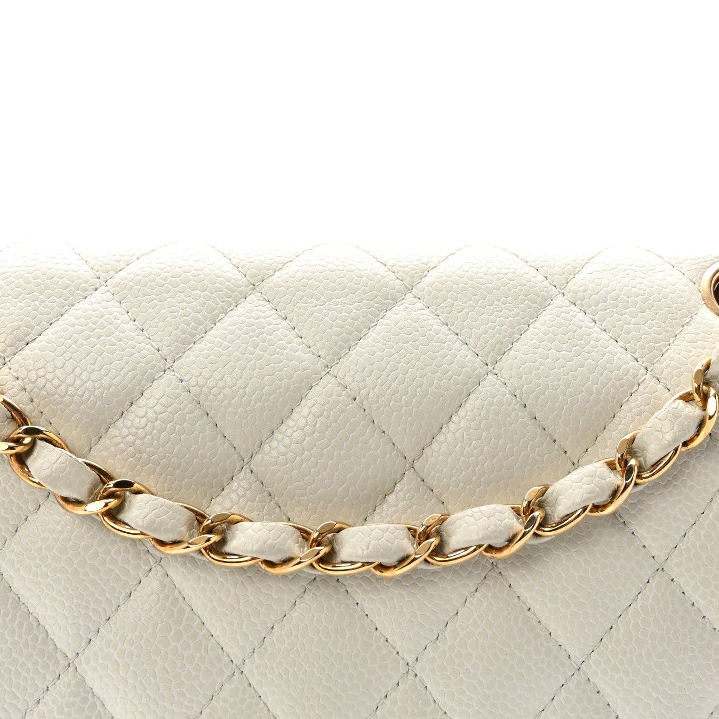 Caviar Quilted Medium Double Flap Light Blue