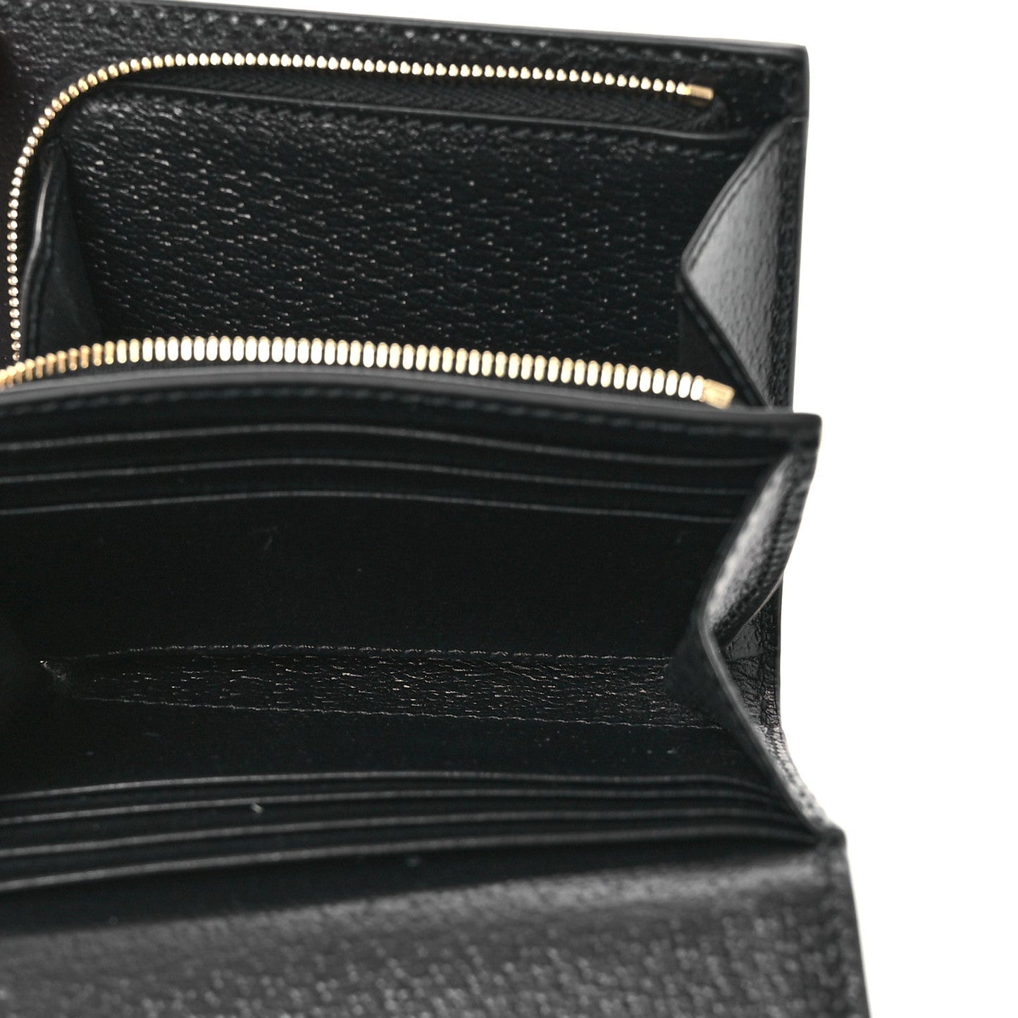 Textured Dollar Calfskin Web Ophidia Card Case Wallet Black