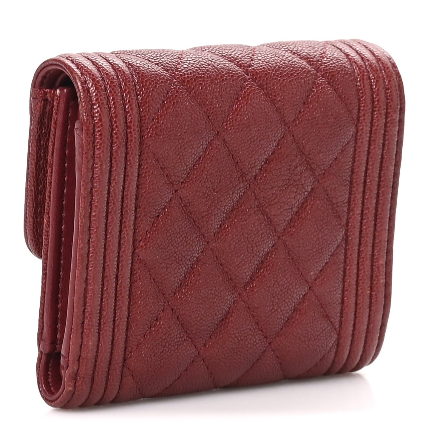 Caviar Quilted Small Boy Flap Wallet Red