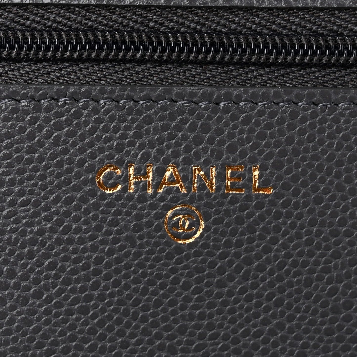 Caviar Quilted Wallet on Chain WOC Grey