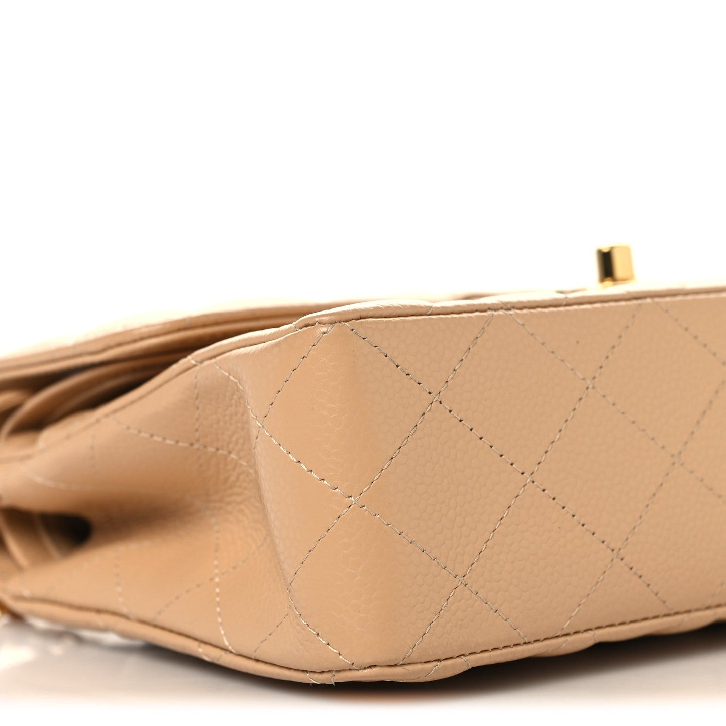 Caviar Quilted Small Double Flap Beige