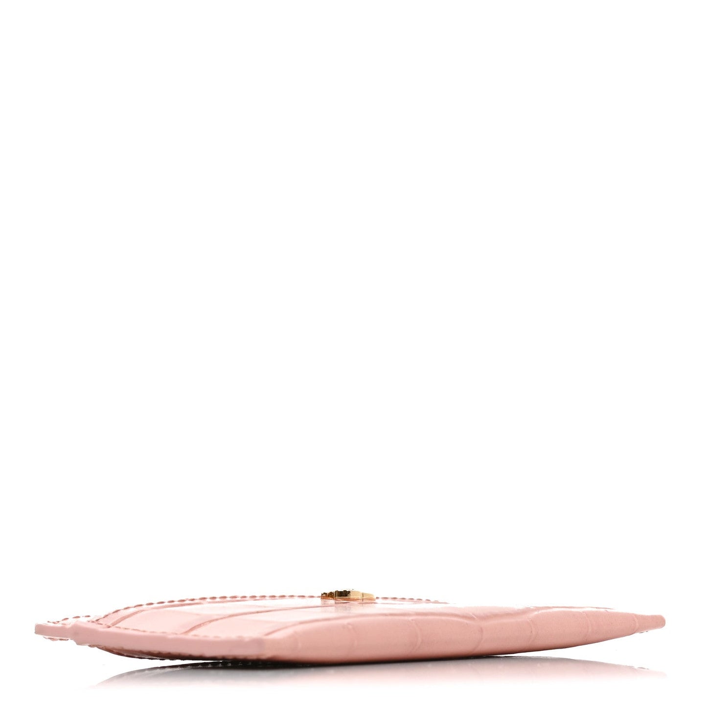 Calfskin Crocodile Embossed Crococo Card Holder Light Pink