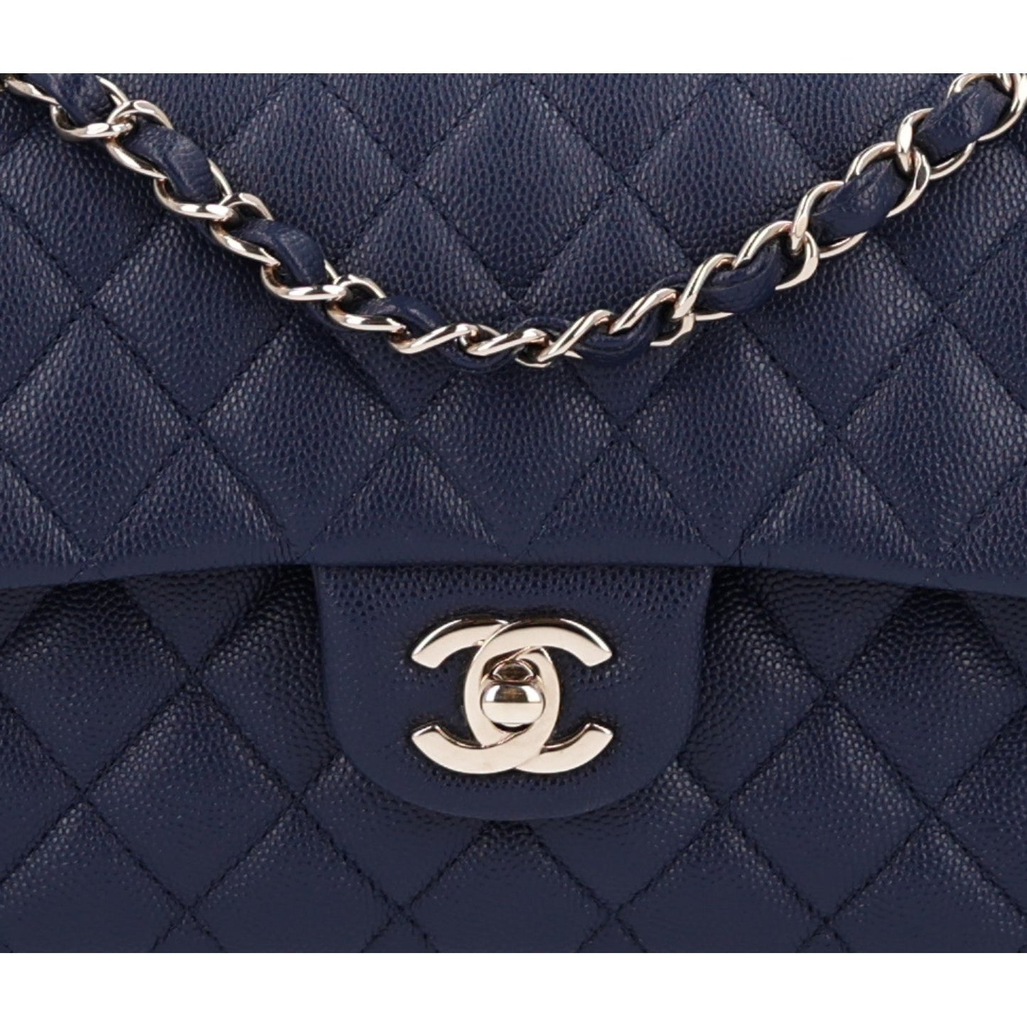 Caviar Quilted Small Double Flap Navy