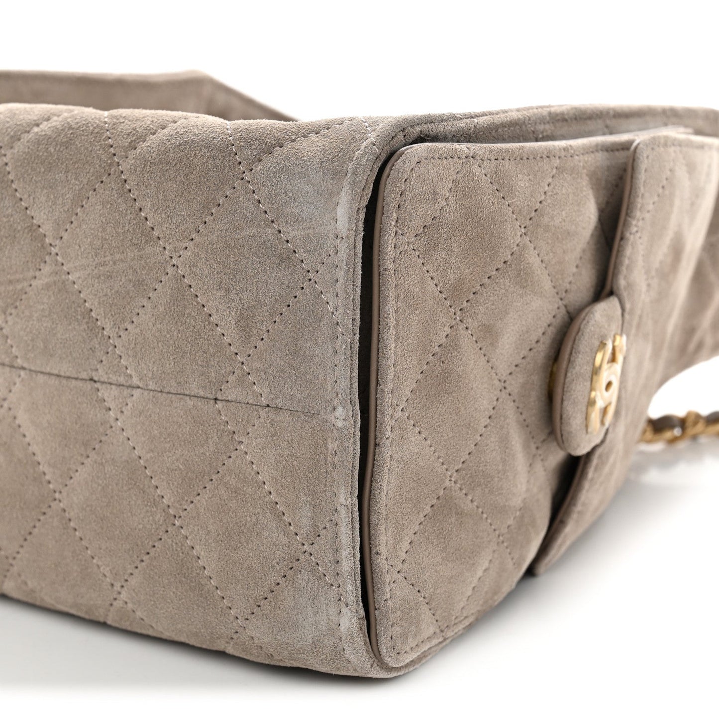 Suede Quilted Small Chanel 25 Handbag Dark Grey