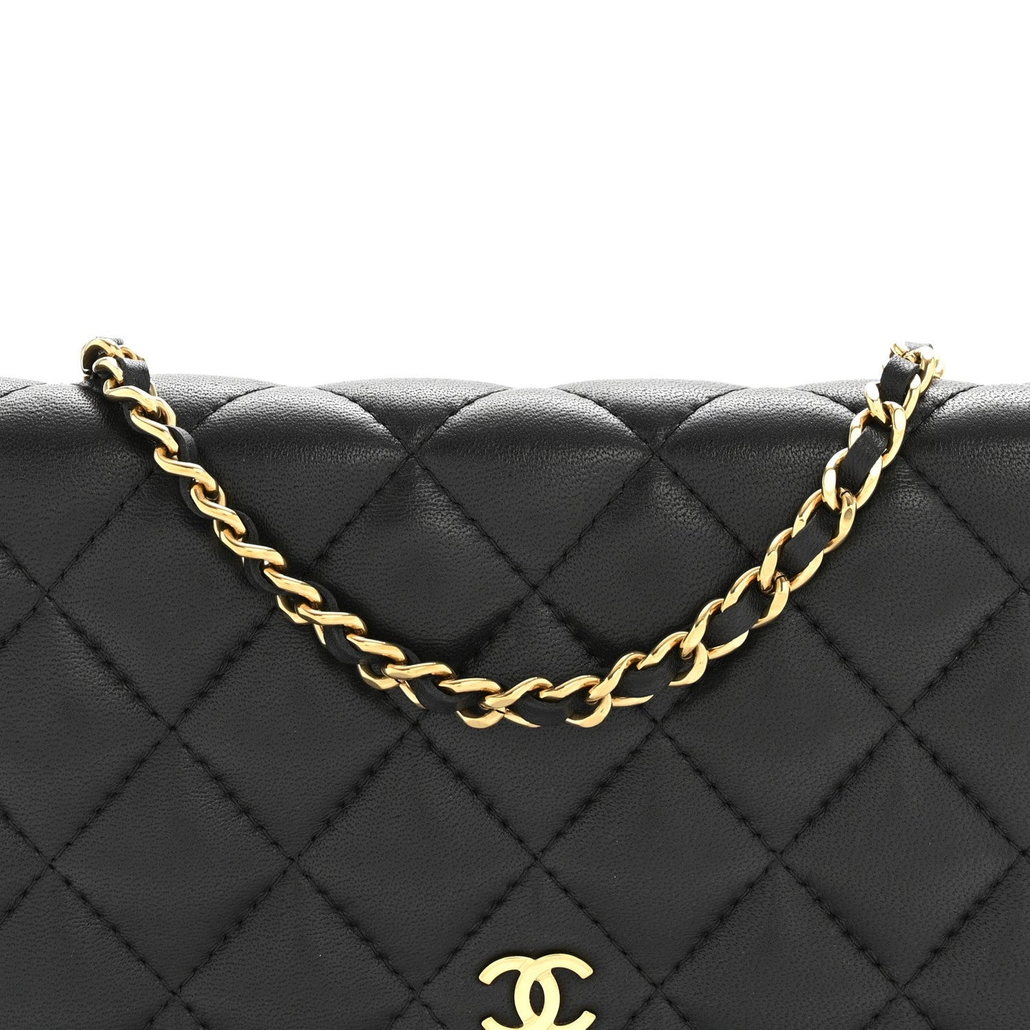 Lambskin Quilted Wallet On Chain WOC Black