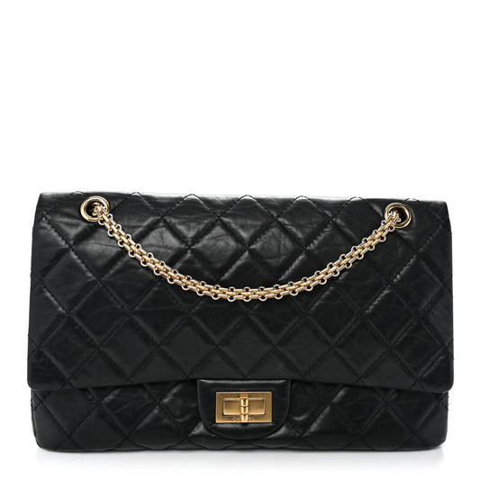 Aged Calfskin Quilted 2.55 Reissue 227 Flap Black