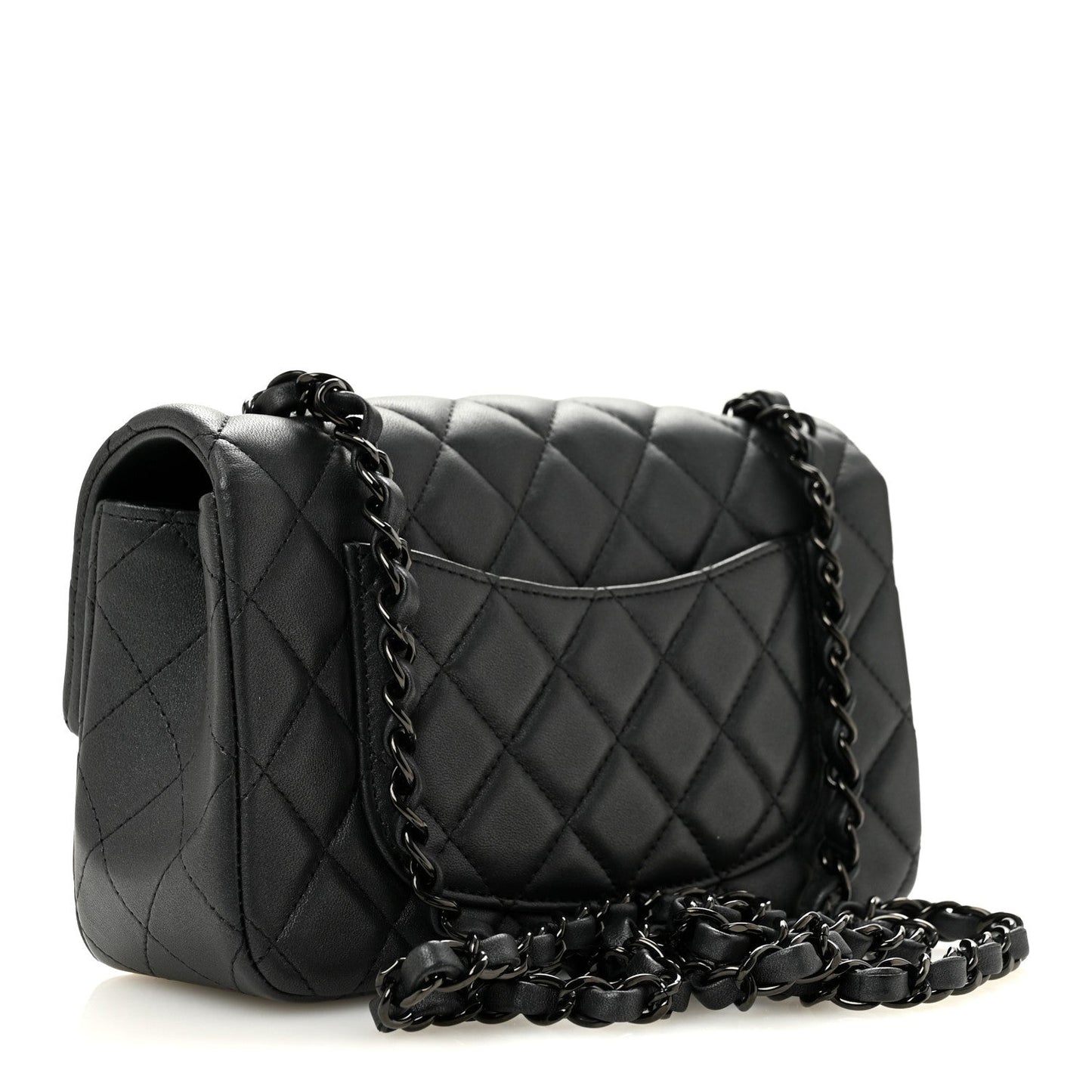 Lambskin Quilted Mini Rectangular Flap So Black
