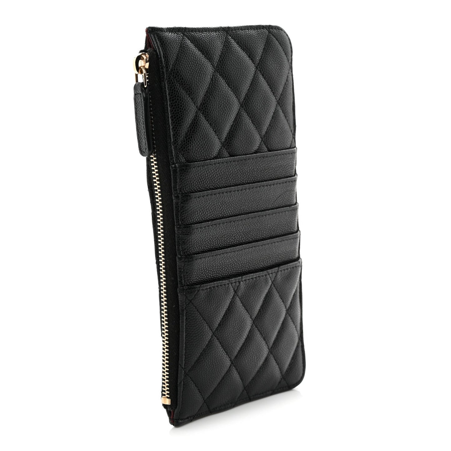 Caviar Quilted Classic Flat Wallet Pouch Black