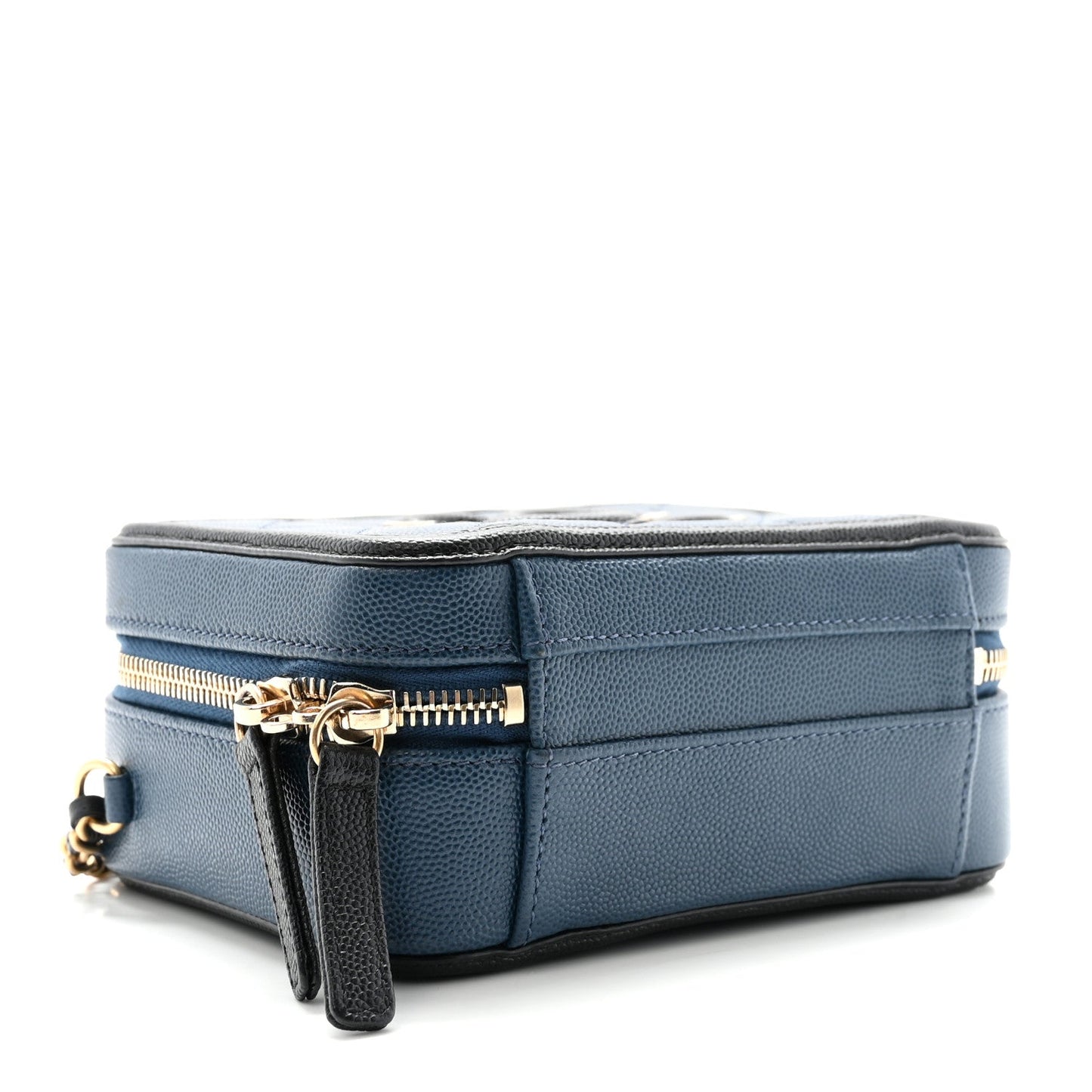 Caviar Quilted Small CC Filigree Vanity Case Navy Black