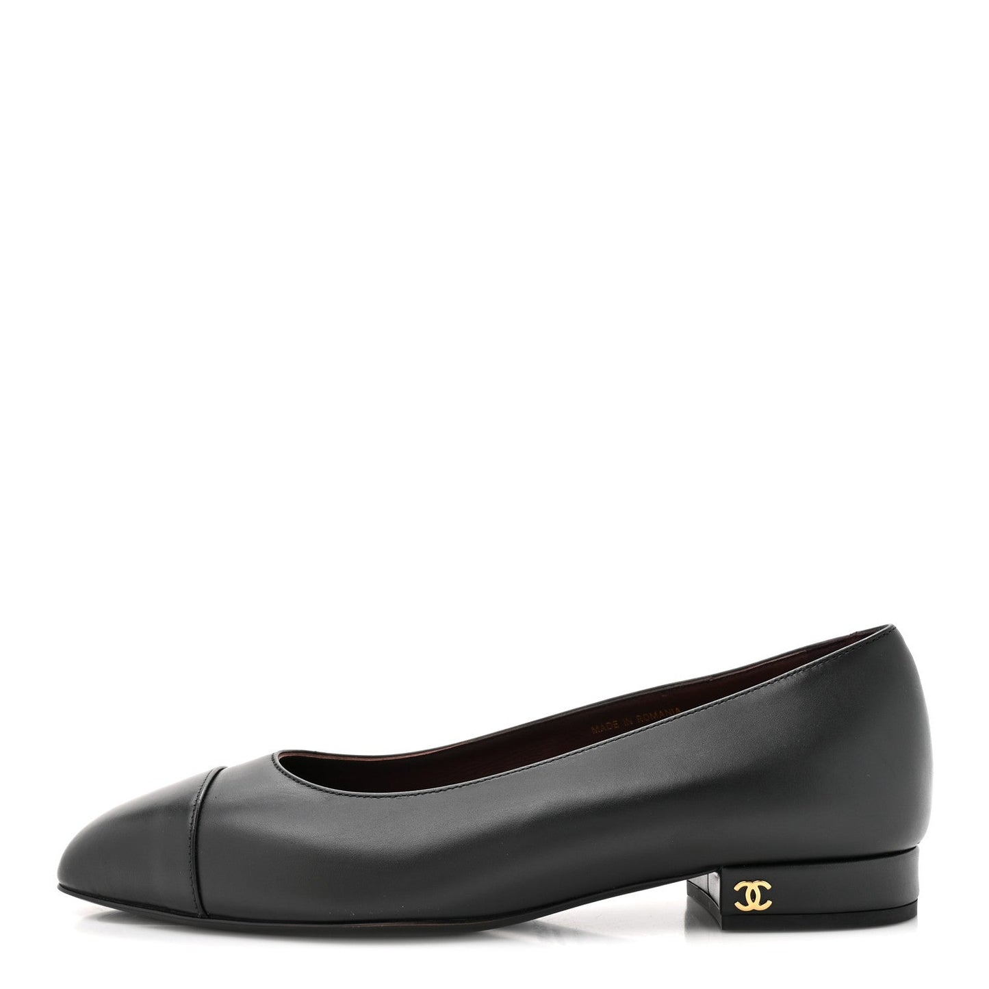 Lambskin Cap Toe CC Uniform Ballerina Flats 37.5 Black