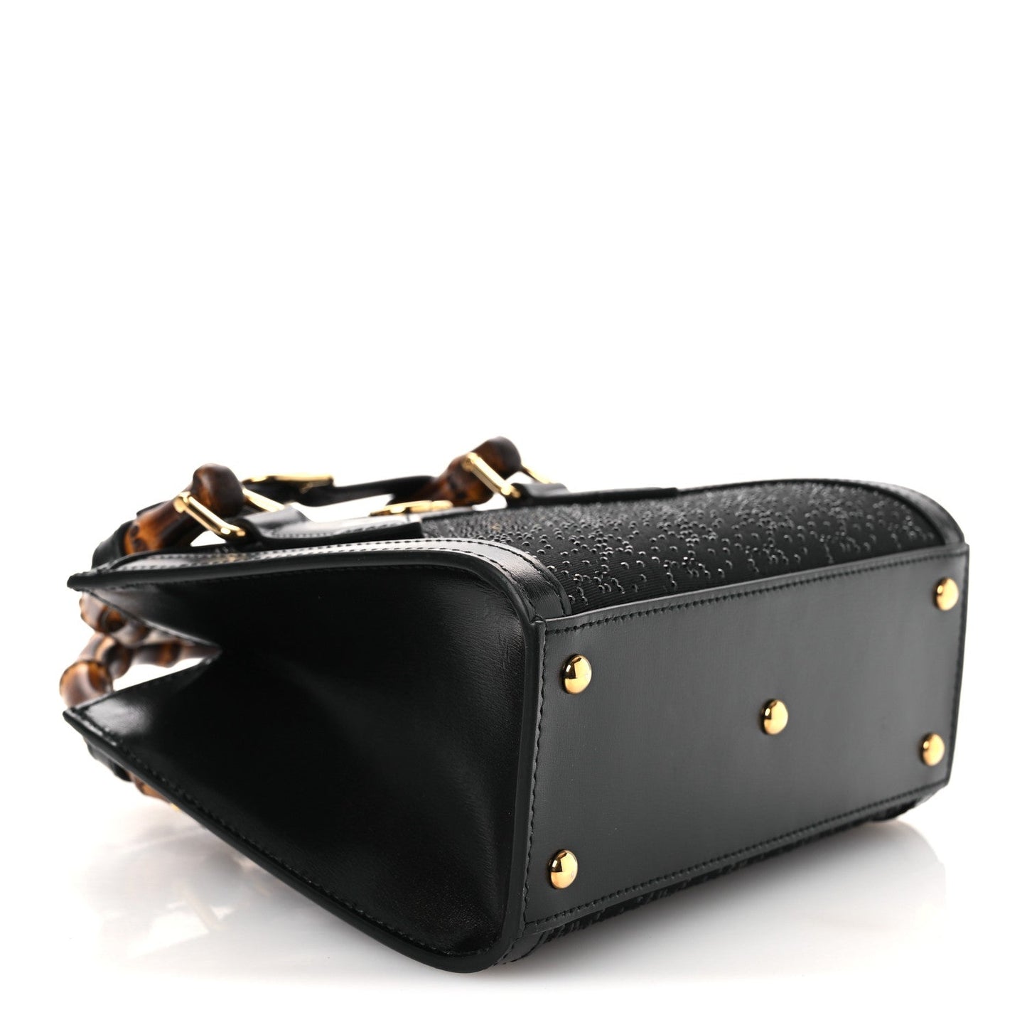 New Canvas Charisma Calfskin Crystal GG Monogram Mini Diana Tote Black