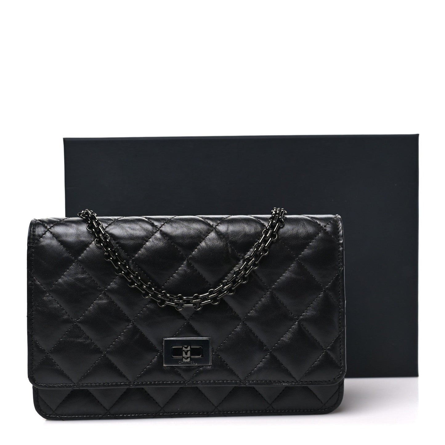 Aged Calfskin Quilted Reissue Wallet On Chain WOC So Black