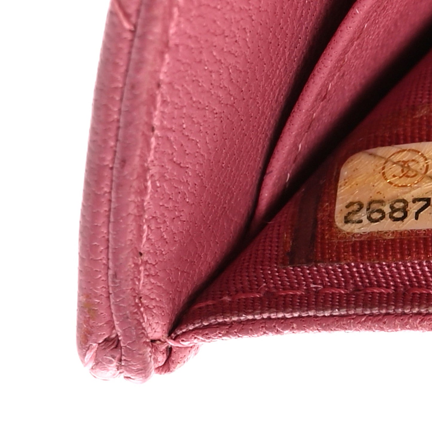 Sheepskin Quilted Vintage Mademoiselle Trifold Wallet Dark Pink