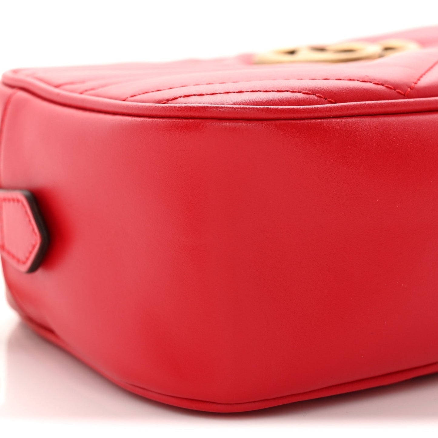 Calfskin Matelasse Small GG Marmont Chain Shoulder Bag Hibiscus Red
