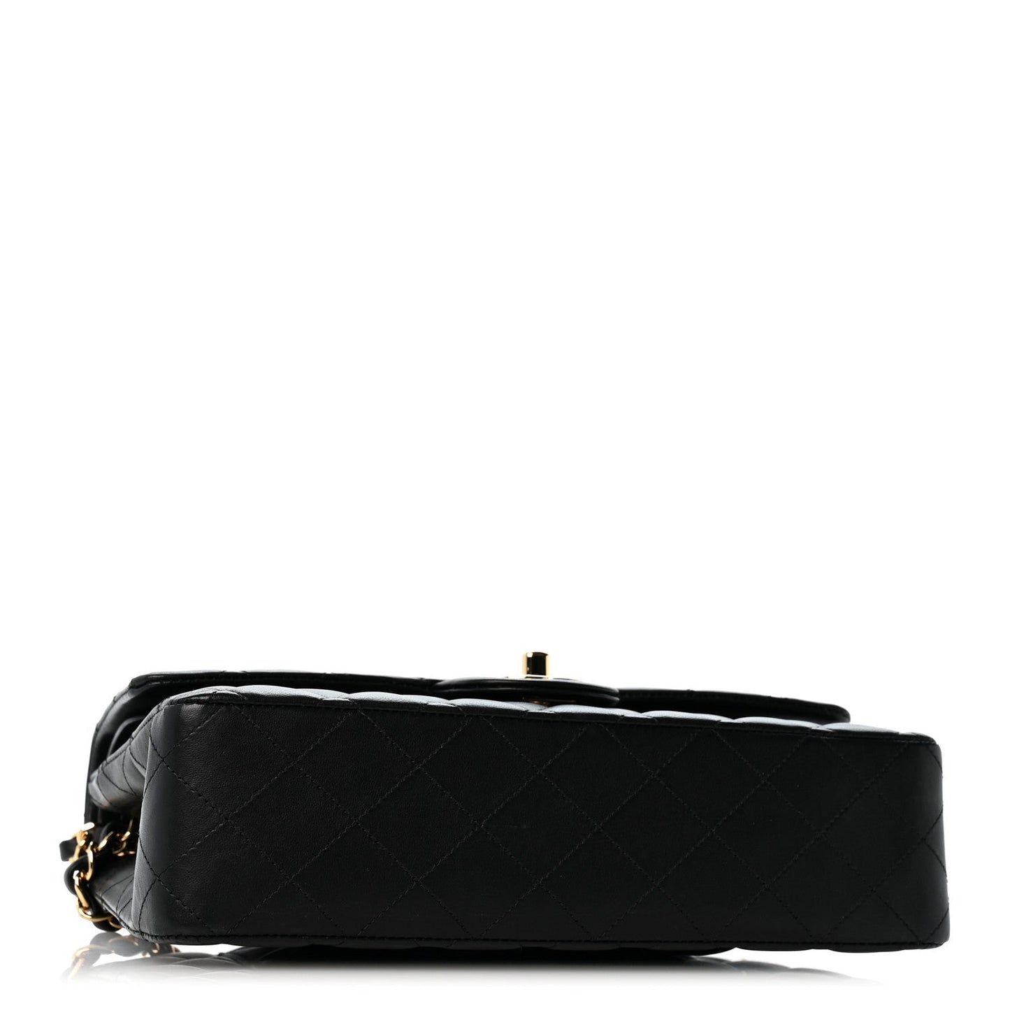 Lambskin Quilted Medium Double Flap Black