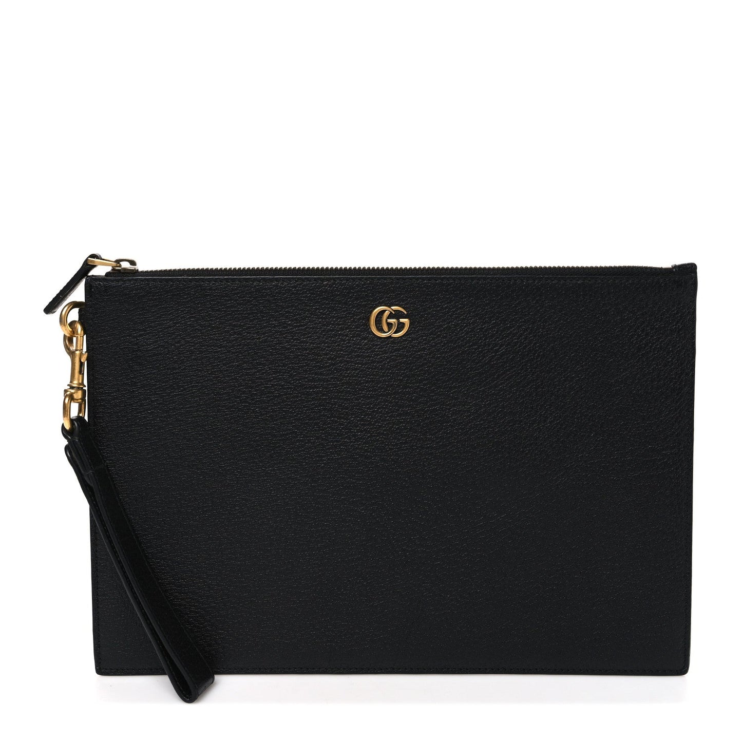 Textured Dollar Calfskin GG Marmont Zip Pouch Black